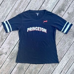 PRINCETON UNIVERSITY Champion T-Shirt 100% COTTON Women XL Stripe Short Sleeve